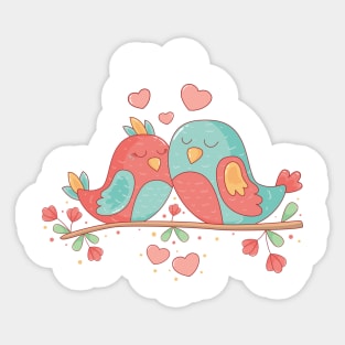 Cartoon Lovely Birds Lover Art Sticker